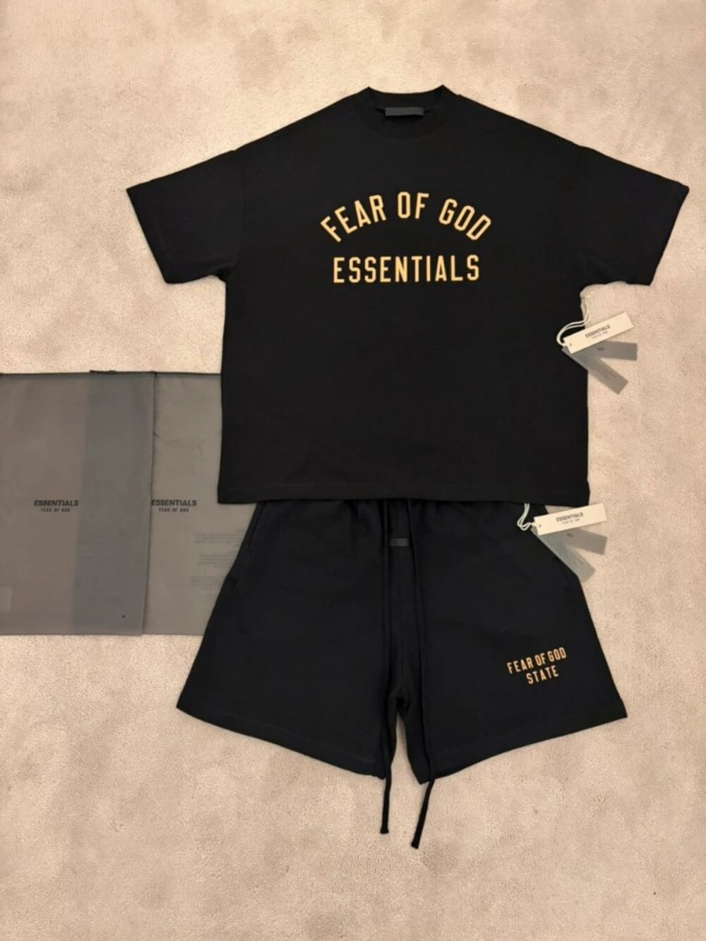 Fear of God Essentials Black Summer Set Men's S